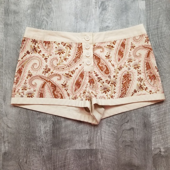 Express Pants - Express paisley print shorts with button fly.